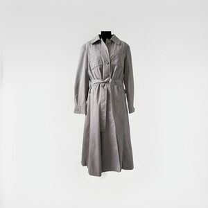 VTG‎ Downpour Trench Coat Womens 16 Gray Long Utility Coat Wool Lined Old Money
